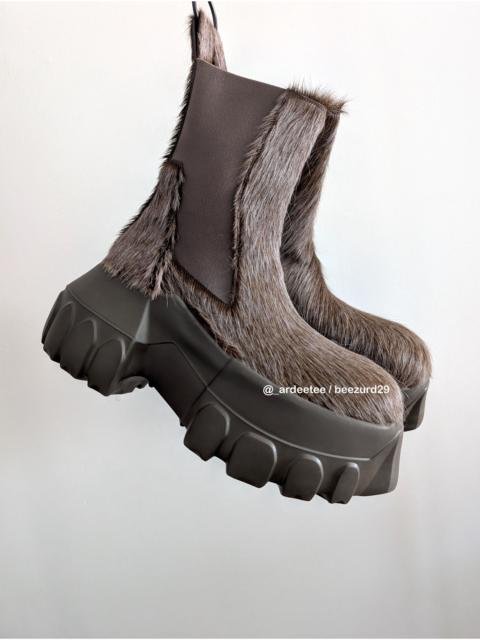 Rick Owens 💥UNRELEASED INDIGO FUR/HAIR BEATLE MEGA TRACTOR BOOTS