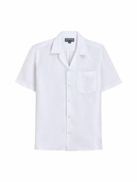 Vilebrequin Vilebrequin Men's Linen Solid Bowling Shirt in Blanc at Nordstrom