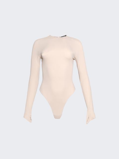 MUGLER Shoulder Logo Bodysuit Cement
