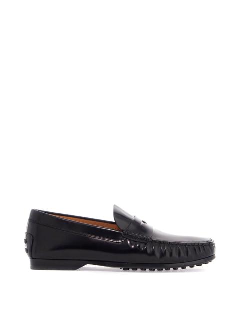 Tod's Men's Black Calfskin Loafers With Elegant Insert And Rubber Sole Men