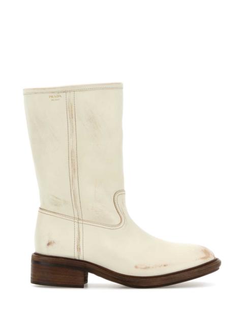 Prada Prada Women Ivory Leather Boots