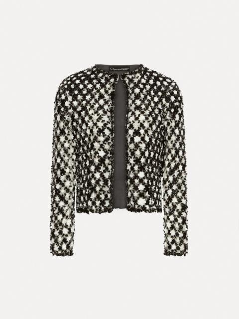 Oscar de la Renta SEQUIN FLORET EMBROIDERED JACKET