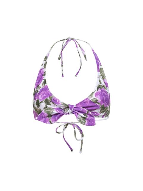 Chloé Chloé Women White And Purple Rose-Printed Bikini Top