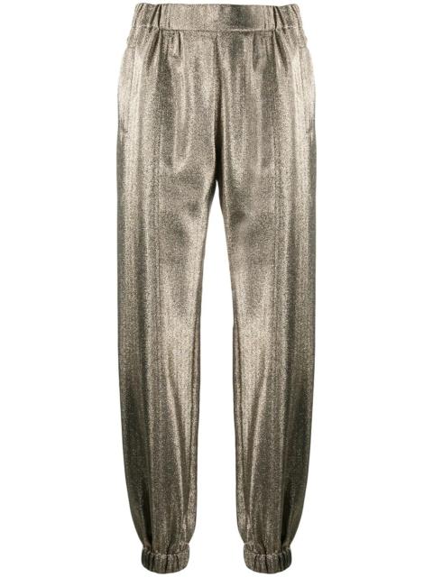 SAINT LAURENT metallic-effect tapered trousers