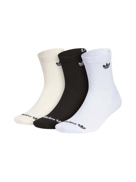 adidas adidas Originals Trefoil 3-Pack Quarter Socks in White/Black/Wonder White at Nordstrom