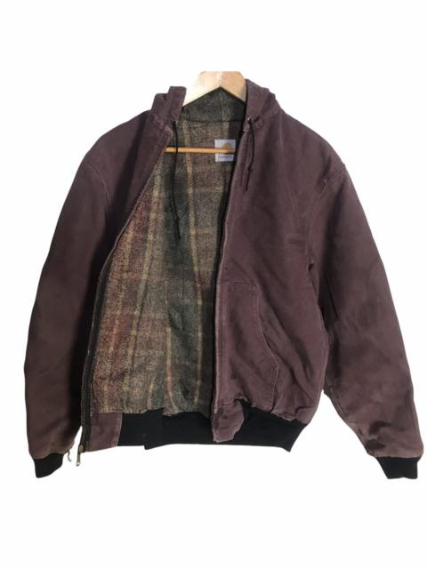 Vintage distressed carhatt hooded jacket blanket lining