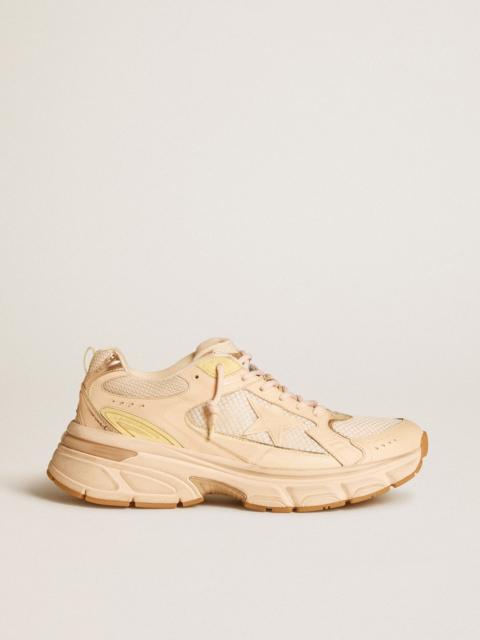 Golden Goose Men’s Lightstar with pink leather and mesh upper and pink star