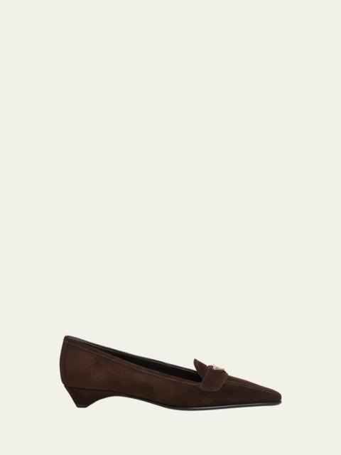 Prada Suede Pointed-Toe Loafers