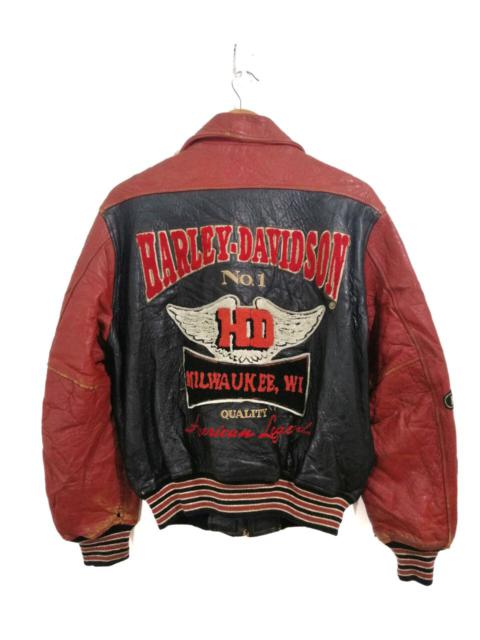 Other Designers Vintage - Harley Davidson American Legend Leather Jacket Rare Design