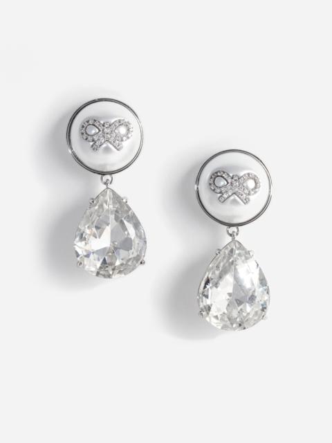 self-portrait Bow Pearl Crystal Droplet Earrings