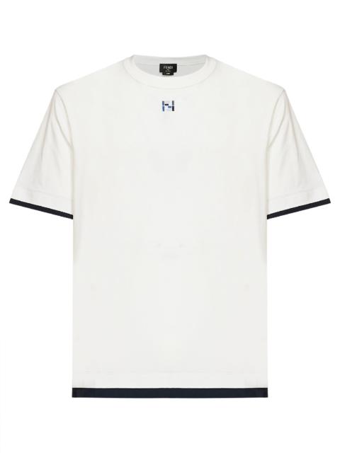 FENDI Fendi Men White Jersey Oversized T-Shirt With Contrasting Trims