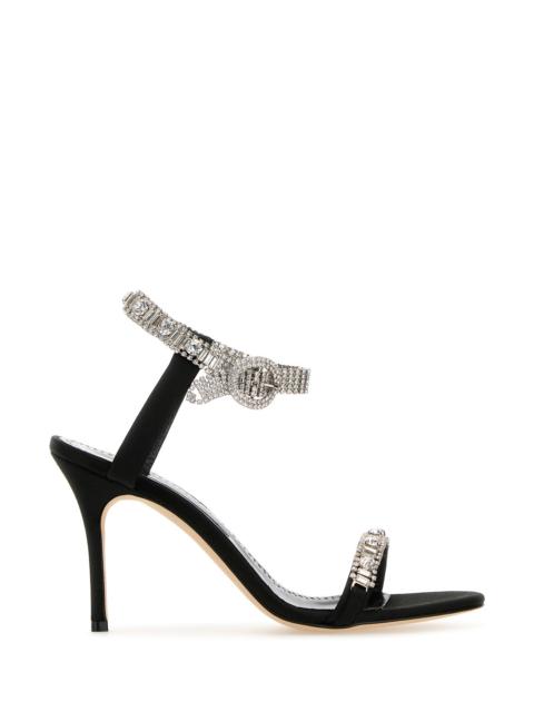 Manolo Blahnik Black satin Asasan sandas