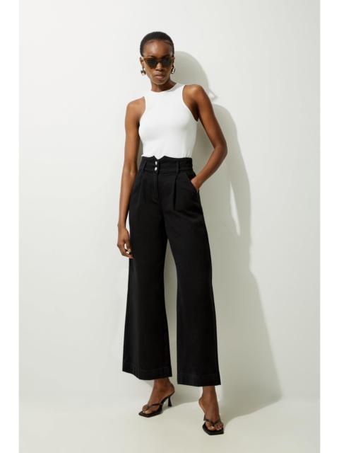 KAREN MILLEN Petite Denim Wide Leg Trousers