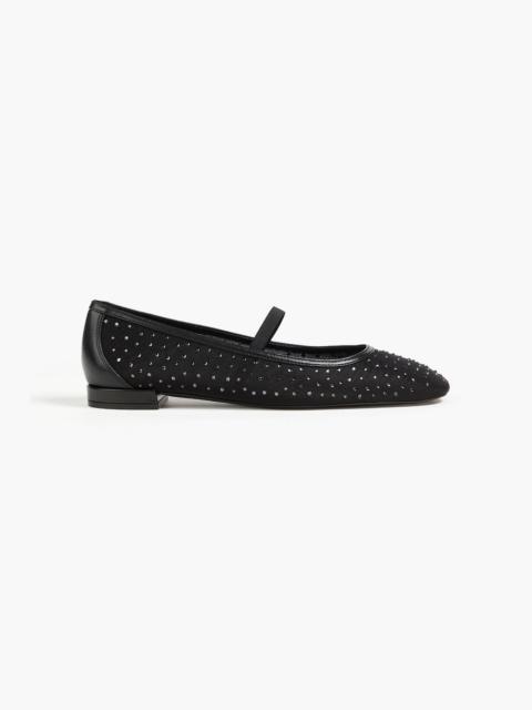 Stuart Weitzman Arabella crystal-embellished mesh Mary Jane flats