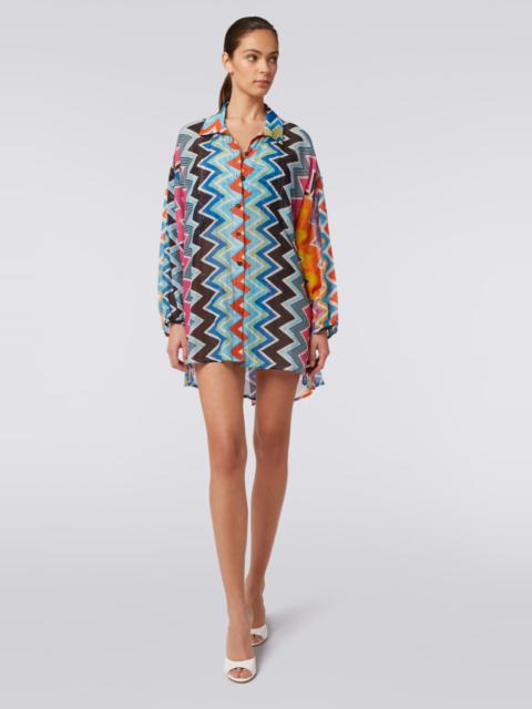 Missoni Silk and Cotton Oversize Blouse with Zig Zag Print