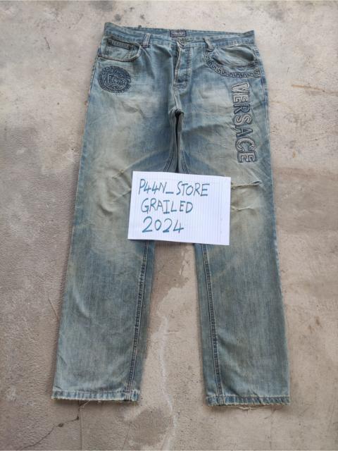 VERSACE Vintage Versace Button Jean Distressed Faded Denim