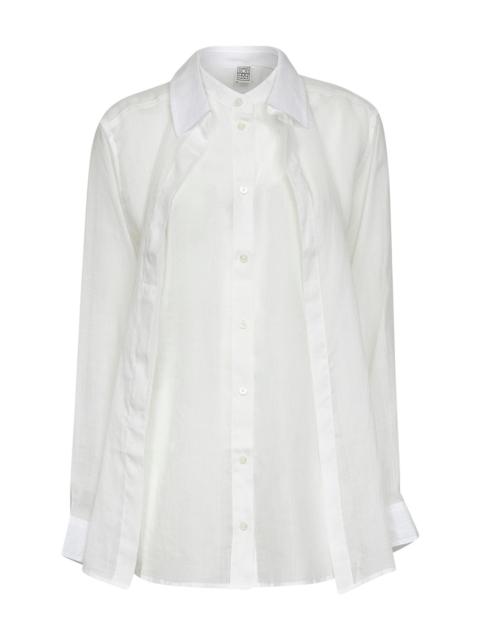 TOTEME White ramie voile double collar shirt