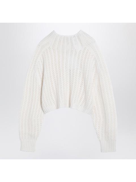 Max Mara White perforated wool and cashmere sweater