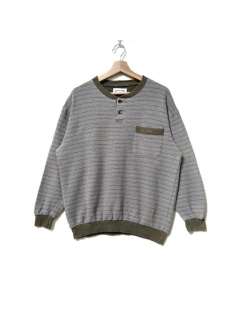 Vintage Lancel Striped Pocket Button Crewneck Sweatshirt