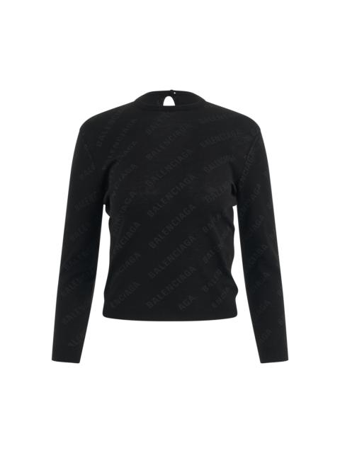 BALENCIAGA Allover Logo Knit Sweater in Black