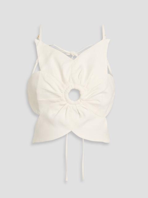 Cult Gaia Rachel cropped linen-blend top