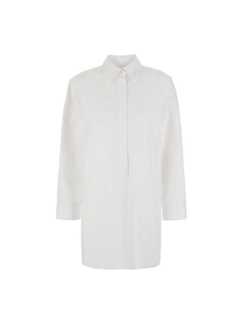 GUCCI White Shirt With Classic Collar And Logo Lettering On The Collar In Cotton Woman