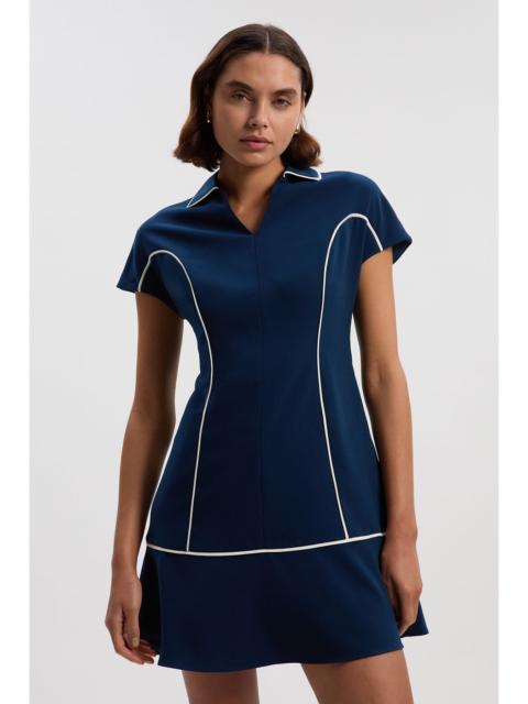 KAREN MILLEN Tailored Crepe Tipped Tailored Mini Shirt Dress