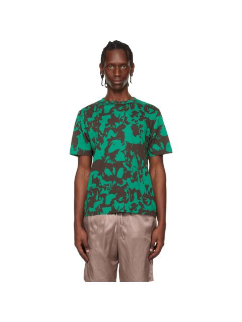 Dries Van Noten Green & Brown Printed Cotton T-shirt