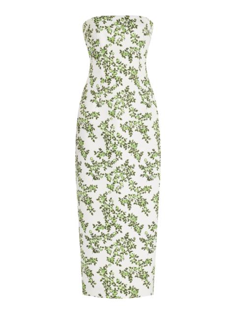 EMILIA WICKSTEAD Leila Strapless Taffeta Midi Dress green