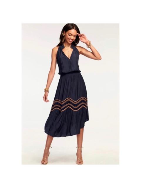 Other Designers Ramy Brook Lex Embroidered Smocked Midi Dress – Navy XS  NWT
