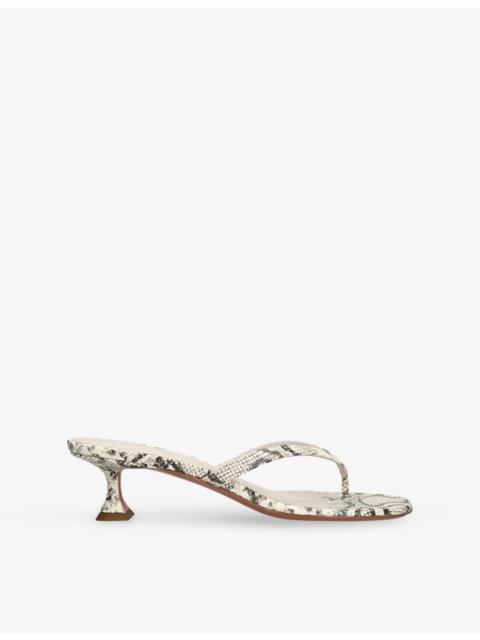 Amina Muaddi Juliette Thong 45 Leather Heeled Sandals