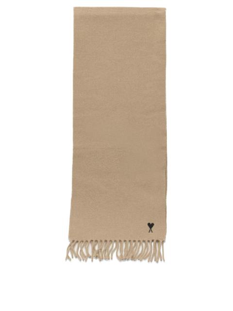 AMI Paris AMI Paris Ami De Coeur Fringed Scarf Beige