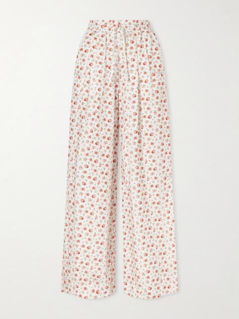 Dolce & Gabbana Floral-print Cotton-blend Poplin High-rise Wide-leg Pants
