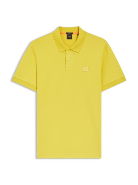 BOSS LOGO-PATCH SLIM-FIT POLO SHIRT IN STRETCH COTTON