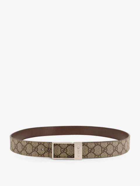 Gucci Gg Supreme Fabric And Leather Belt