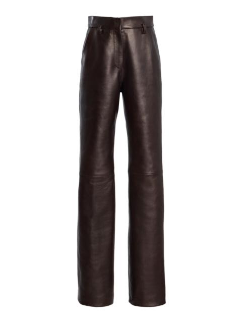 BRANDON MAXWELL The Kaia Leather Straight-Leg Pants brown