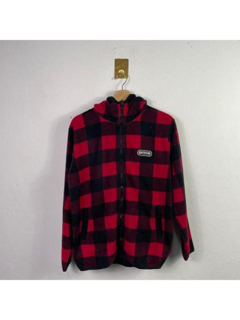 Other Designers Outdoor Life - Outdoor Plaid Tartan Red Fleece Zipper Hoodie