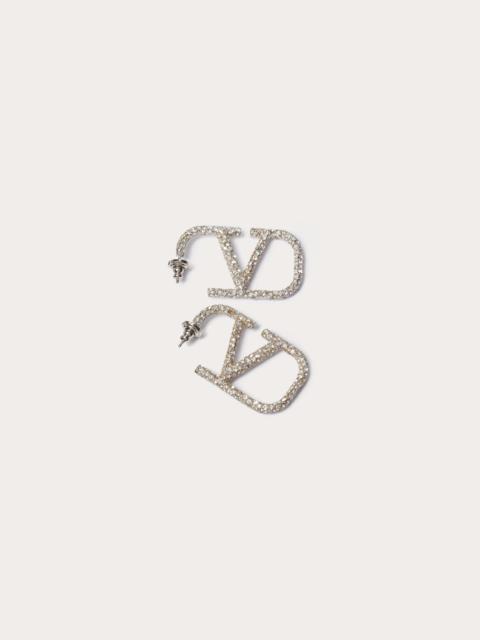 Valentino VLOGO SIGNATURE EARRINGS IN METAL AND SWAROVSKI® CRYSTALS.