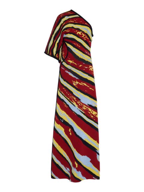 Bottega Veneta One-Shoulder Jacquard-Knit Maxi Dress multi