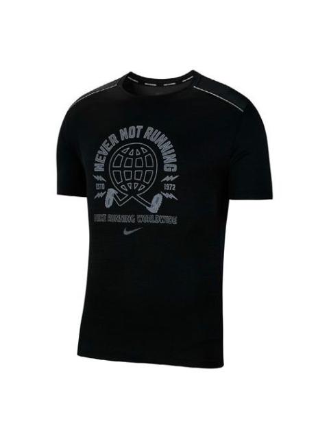 Nike Nike Miler Wild Run Earth Printing Short Sleeve Black CJ5404-010
