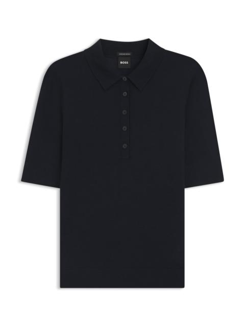 BOSS SHORT-SLEEVED WOOL POLO SWEATER WITH MOISTURE MANAGEMENT