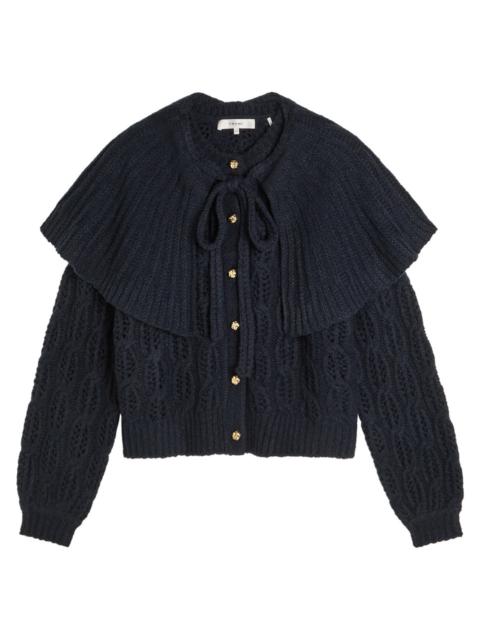 FRAME Frame Cape-effect Cable-knit Wool-blend Cardigan