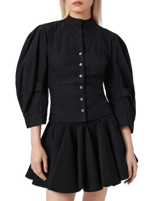 ALLSAINTS AllSaints Maud Lace-Up Long Sleeve Top in Black at Nordstrom