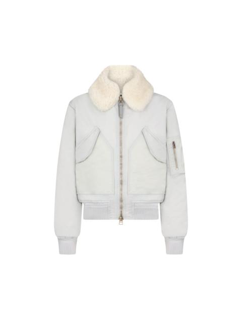 TOM FORD TECHNICAL TWILL FLIGHT BOMBER WITH SHEARLING COLLAR