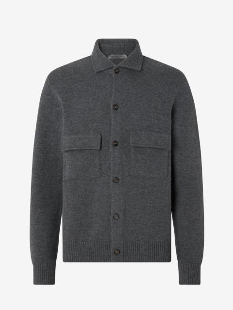 CORNELIANI Melange grey wool and cashmere shirt