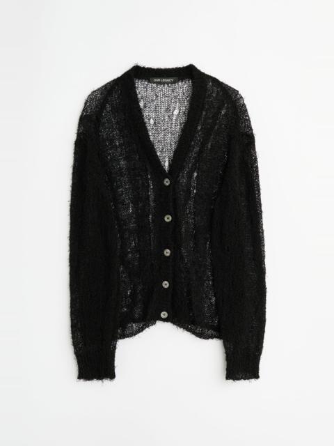 Our Legacy Academy Cardigan Black Ragged Open Linen