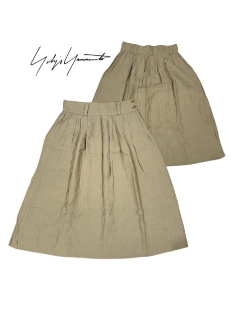 Yohji Yamamoto Linen Brown Plain Midi Skirt