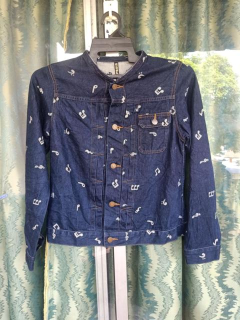 Other Designers Frapbois by Issey Miyake Fullprint Denim Cropped Jacket