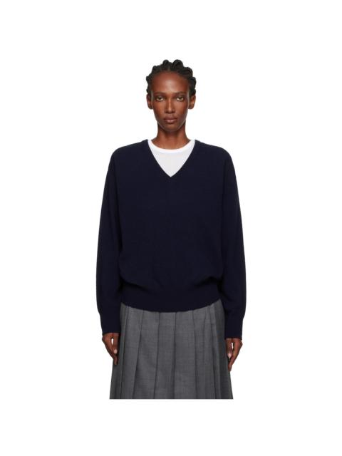 NOTHING WRITTEN Navy Puno V-Neck Pullover Sweater
