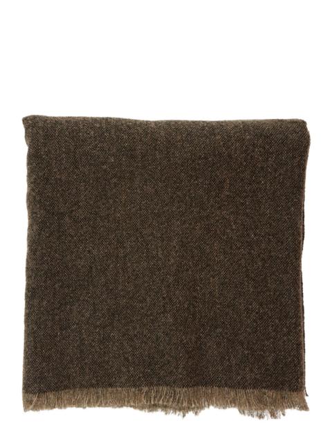 Brunello Cucinelli Brunello Cucinelli Women Brown Scarf With Square Design And Fringed Edges In Wool And Cashmere Blend